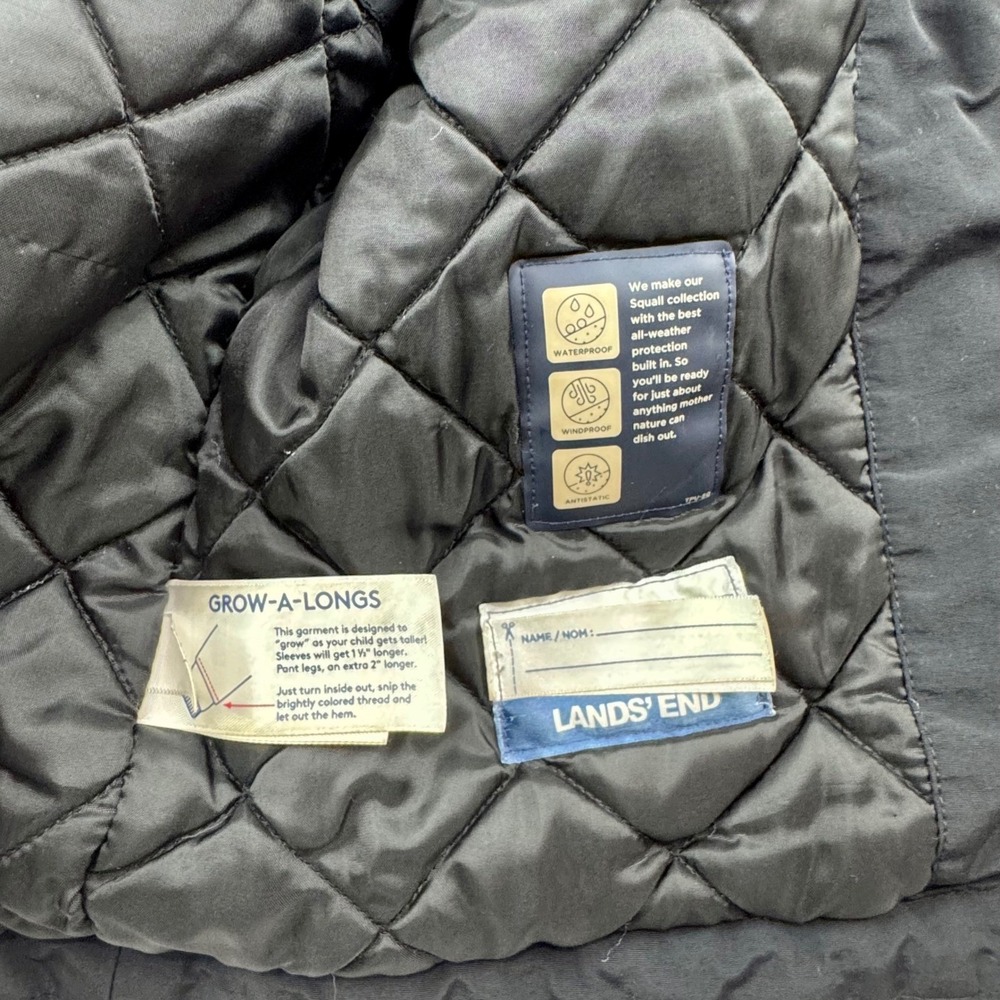 Lands End Kids Squall Parka Jacket Black Waterproof Insulated 511342 Size S 8 - Picture 6 of 16